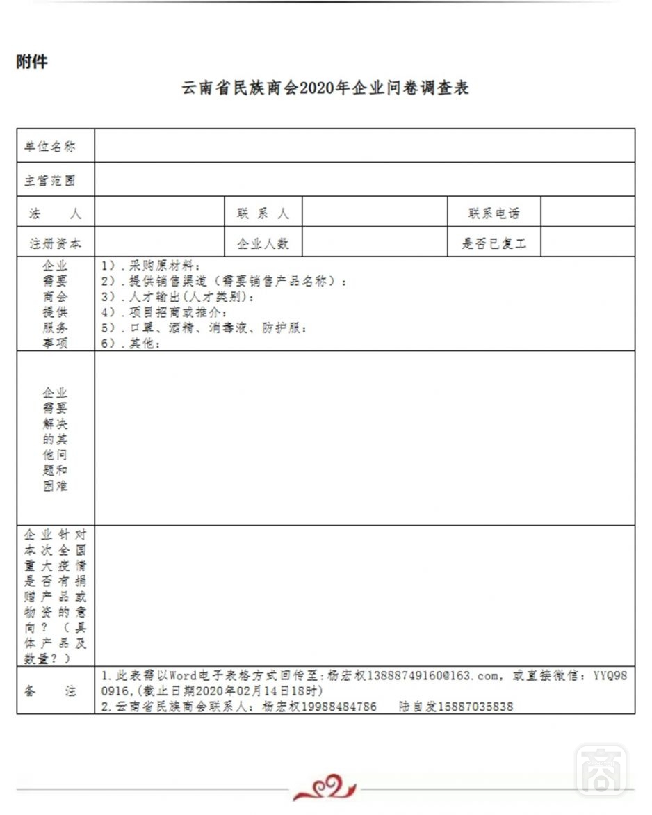 關于填報云南省民族商會2020年企業(yè)問卷調(diào)查表的通知2.jpg